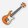 Sticker of wooden rock electro or bass guitar
