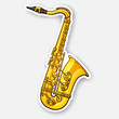 Sticker of classical music wind instrument saxophone