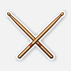 Wall Mural - Sticker of crossed wooden drumsticks