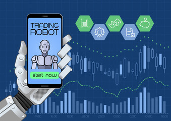 Aufkleber - Trading Robot Of Automated Trading System. Illustration on the subject of 'Financial Technologies / Stock Exchange'.