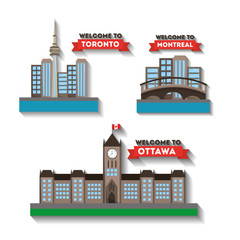 Sticker - welcome to canada cities montreal toronto ottawa vector illustration