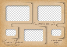 Template For Photo Collage In Vintage Style. Family Photo Album. Frames For Clipping Masks Is In The Vector File