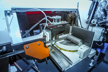 Poster - the machine for cutting metal. industrial equipment. equipment for metal processing. the machine saw