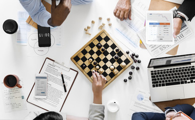 Poster - Chess game business strategy concept