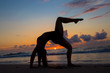 Yoga Woman Beach Silouette Leg Up