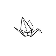 Wall Mural - Origami crane hand drawn outline doodle icon. Crane origami vector sketch illustration for print, web, mobile and infographics isolated on white background.