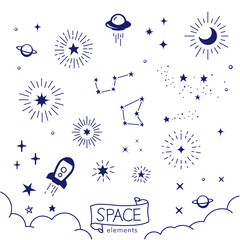 Wall Mural - Vector illustration of hand drawn space elements