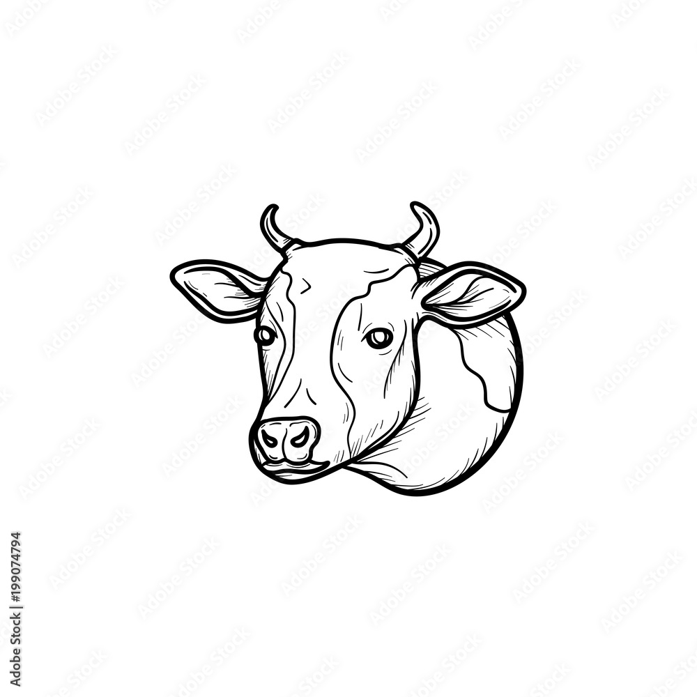 Cow head hand drawn outline doodle icon Stock Vector | Adobe Stock