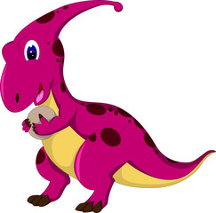 Wall Mural - cute dinosaur cartoon walking bring egg with laughing