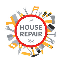 Wall Mural - House repair and remodeling vector background with construction tools