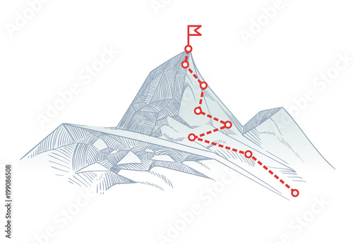 Fotografía Mountain climbing route to peak