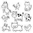 cute animals sketch vector set