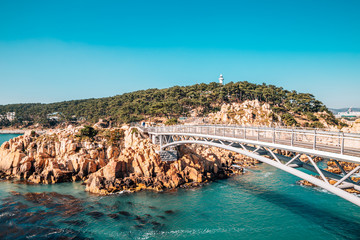 Sea and bridge at Daewangam park in Ulsan, Korea