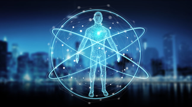 Digital x-ray human body scan background interface 3D rendering