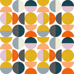 Aufkleber - Modern vector abstract seamless geometric pattern with semi circles and circles in retro scandinavian style