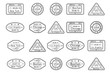 Passport stamps. Arrival to USA cities. Black set of ink stamps