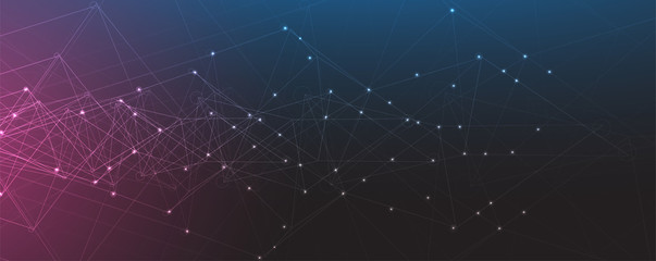 Poster - Neural network concept. Connected cells with links. High technology process. Abstract background