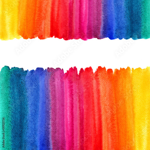 Rainbow watercolor background with space for text. Multicolored frames or bor...