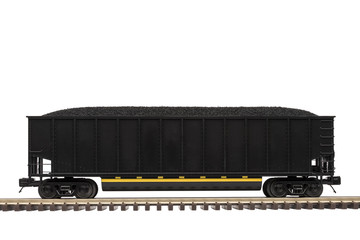 Railroad Coal Car - A loaded railroad coal car on track.