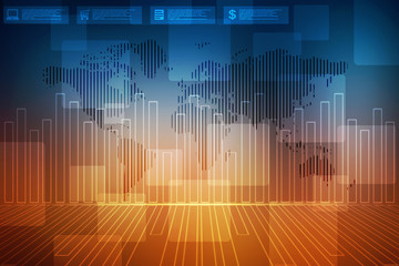Poster - 2d rendering Stock market online business concept. business Graph
