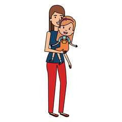 Canvas Print - mother lifting daughter characters vector illustration design