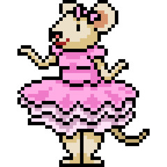 Poster - vector pixel art mouse dress