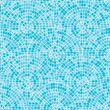 © barrirret - Blue abstract mosaic seamless pattern. Fragments of a circle laid out from tiles trencadis. Vector background.