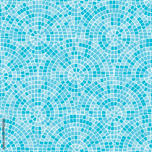 Tapety do łazienki  mozaika-niebieski-streszczenie-wzor-fragmenty-kola-ulozone-z-plytek-trencadis