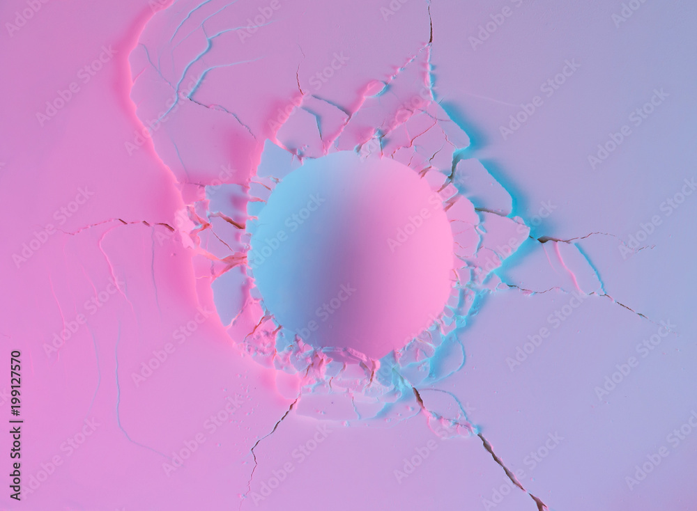 Powder texture with round impact crater - obrazy, fototapety, plakaty 