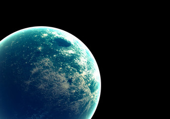 Wall Mural - blue earth in space and galaxy. globe with outer glow ozone and white cloud. space planet and atmosp