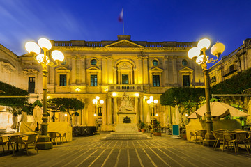 Wall Mural - National Library of Malta,illuminated at evening