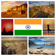 Photocollage Travel To Beautiful Natural Places And Architectural Sights Of India