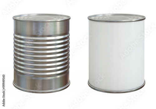 Fotomural Tin can mock up, aluminum can and blank copy space can isolated on white backgro