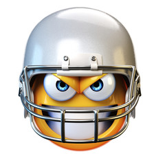 Canvas Print - American football emoji isolated on white background, emoticon with football helmet 3d rendering