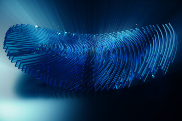 Poster - 3D rendering Fingerprint Scanning Identification System. Fingerprint scan provides security access with biometrics identification.