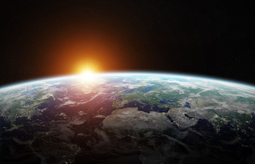 Leinwandbilder - View of blue planet Earth in space 3D rendering elements of this image furnished by NASA