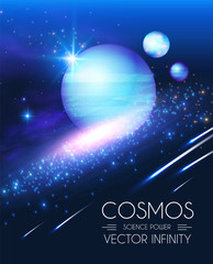 Wall Mural - space shining backgrouns with realistic 3d planets and stars. univerce and cosmos design. light of a