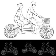 Poster - Tandem Bicycle Riders Young Couple