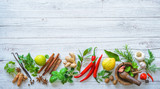 Fresh aromatic herbs and spices for cooking