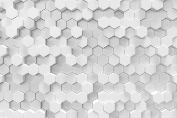 Poster - white geometric hexagonal abstract background, 3d rendering