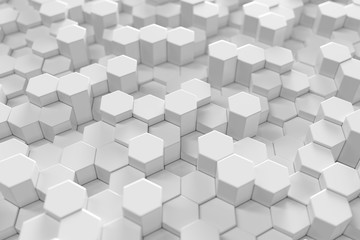 Poster - White geometric hexagonal abstract background, 3d rendering