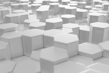 Poster - white geometric hexagonal abstract background, 3d rendering