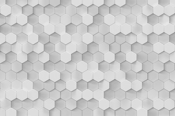 Poster - 3d rendering white geometric hexagonal abstract background.