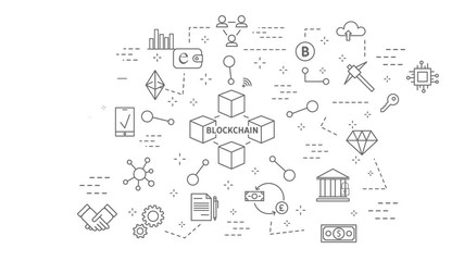 Blockchain icons set.