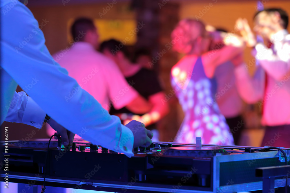Dancing couples during party or wedding celebration - obrazy, fototapety, plakaty 