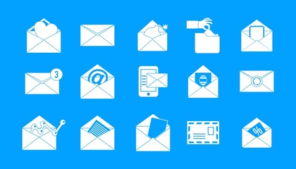 Poster - Mail icon blue set vector