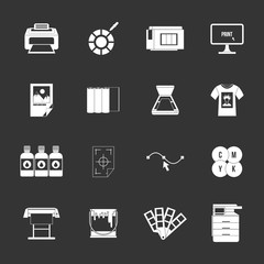 Poster - Printing icons set grey vector
