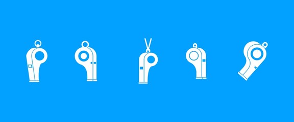 Poster - Whistle icon blue set vector