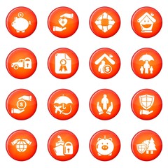 Wall Mural - Insurance icons set red vector