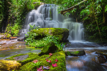 mun daeng waterfall, the beautiful waterfall in deep forest at phu hin rong kla national park ,phits